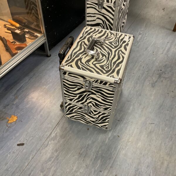 Zebra pattern aluminium rolling case with telescopic handle and wheels